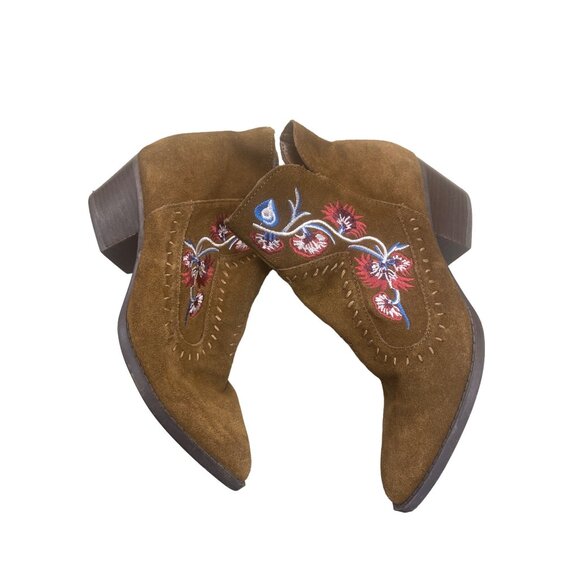 Women’s Carlos VIVIEN brown leather suede bootie size 7.5M SKU 1151 - Picture 8 of 10